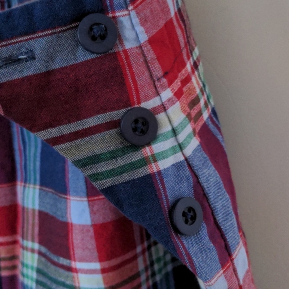 Talbots Women's Size 14 Cotton Side Button Plaid Print Shorts w/Pockets - Picture 3 of 5